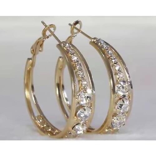Earring Rhinestone Inlaid Jewelry Accessories Alloy Shiny Banquet Hoop Earrings for Wedding