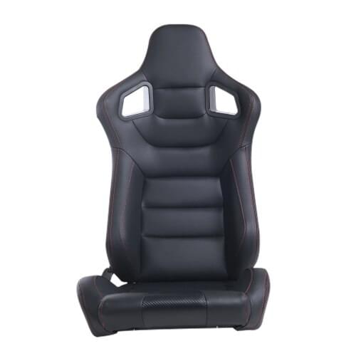 RACING SEAT ALL BLACK SIMULATOR LEATHER WITH DOUBLE SLIDER 2PCS