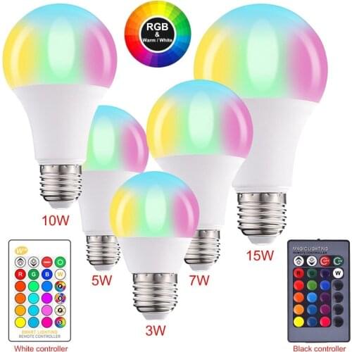 15W LED RGB Bulb E27 Light Color Changing Spotlight Colorful Bulb 110V 220V Dimmable Magic Colorful Bulbs Home Party Bar Decorat