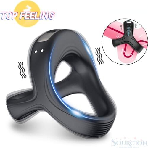 Sourcion Vibrator Cockring Penis Cock Ring on for Man Delay Ejaculation Sex Toy for Men Couple Ring Penisring Toys for Adults 18