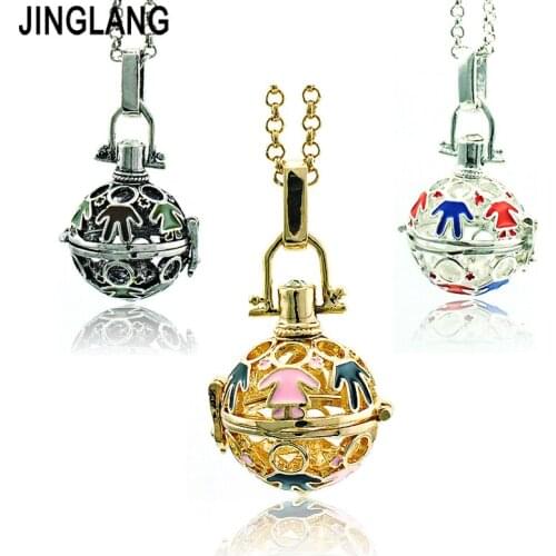 JINGLANG High Quality Necklace Baby Musical Chime Balls Cage Angel People Pendants Necklace For Women Jewelry