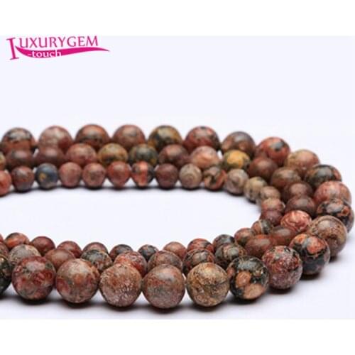 High Quality Natural Red Leopard Skin Stone Smooth Round Loose Spacer Beads 4/6/8/10/12mm DIY Jewelry Accessories 38cm sk101