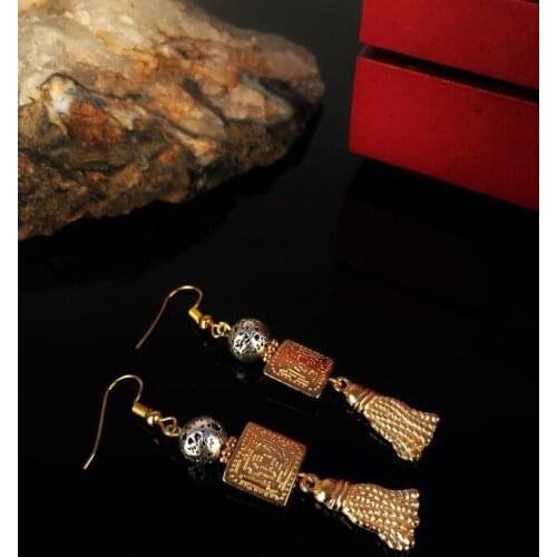 Dr Stone Natural Stone Women Hematite Stone Earrings NRS835 373144338