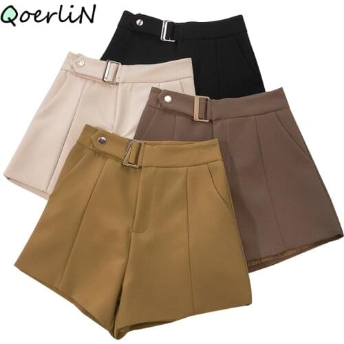 Pocket High Waisted Booty Shorts Women 2020 Spring Summer New Casual Korean Loose Wide Leg Shorts Elegant OL Trouser Female