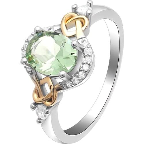 Hollow Heart Rings For Women Silver Color Filled AAA Light Green Zircons Wedding Engagement Ring Fashion Jewelry Rings Gifts