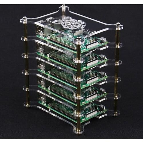 1-5 Layer Raspberry Pi 4 Model B Acrylic Case Clear Transparent Shell Enclosure Cover with Logo for Raspberry Pi 3 Model B+ Plus