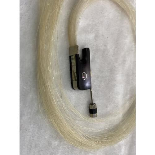 1pcs ebony cello bow frog with bow white hair installed horse hair nickel silver mounted white bow hair repair bow hair