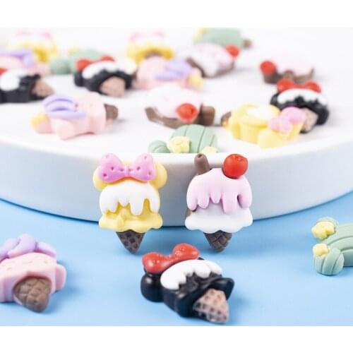 10Pcs/Lot Cartoon Ice Cream Hairpin Decorative Material Slime Charms Filler For Children Charms Modeling Clay DIY Accessory
