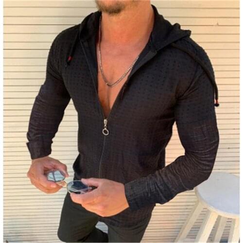 2021 Mens T-Shirt 4 Basic Color Long Sleeve Slim T-Shirt Young Mens Solid Color T-Shirt M-3XL Size Zip Breathable Shirt
