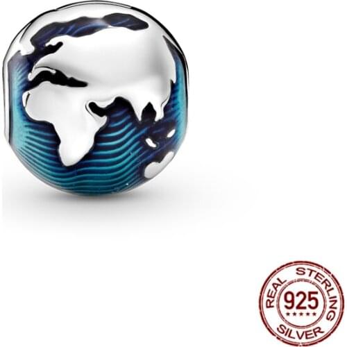 2021 New 925 Sterling Silver Globe Positioning Button Charm&Bead Fit Original 3mm Bracelet&Bangle Making Fashion DIY Jewelry