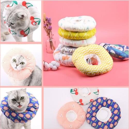 2021Pet Neck Ring Protection Collar Printed Pet Elizabethan Collar Soft Cotton Dog Cat Adjustable Wound Healing Collar Anti-bite