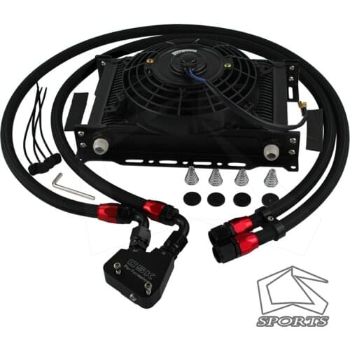 25 Row Oil Cooler+Sandwich Plate adapter Fit For LS1 LS2 LS3+7"Electric Fan+Bracket