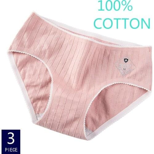 3 PCS 100% Cotton underwear Girls shorts Soft underwear Solid underpants Comfortable Hot Sale Womens Panties Ladies Briefs A20