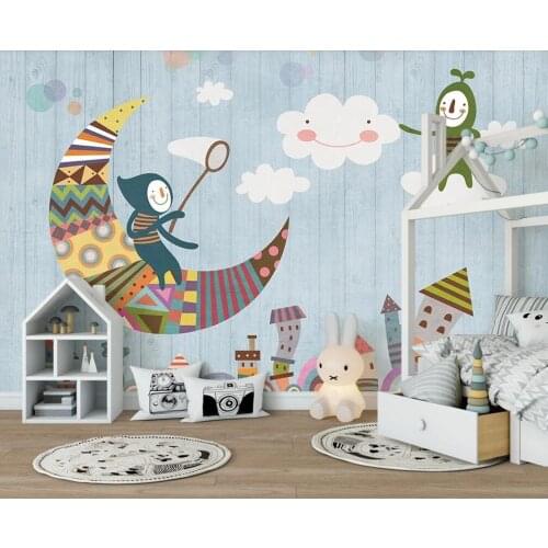 Customized 3D mural wallpaper Nordic cartoon board childrens room background wall decoration painting