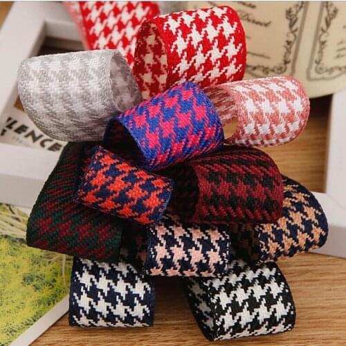 50 yards 1" 25MM/1.5'' 38MM Cotton Linen Lattice Printed Grosgrain Ribbons For Hair Bows DIY Handmade Materials Y202081103