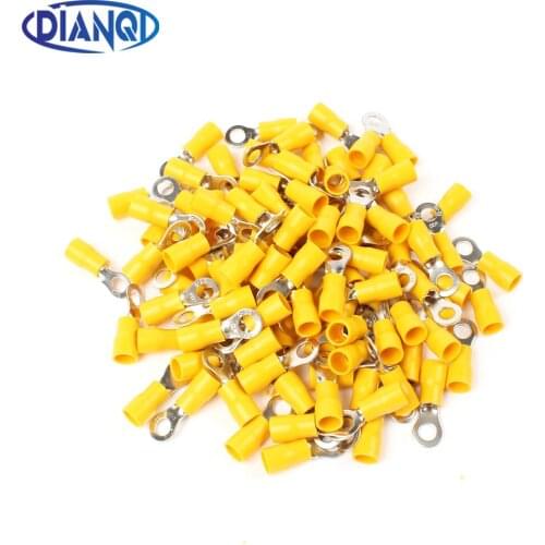 DIANQI RV5.5-5 Yellow Ring insulated terminal cable Crimp Terminal 100PCS/Pack suit 4-6mm2 Cable Wire Connector
