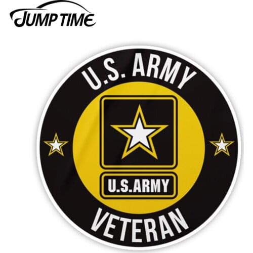 JumpTime 13cm x 13cm Bumper U.S Army Veteran Vinyl Decal Sticker Navy Marines Military Car Laptop Waterproof Car Accessories