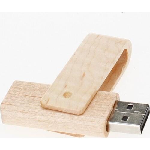 Maple Rotating U Disk Wooden Flash Disk USB2.0 Customizable Logo