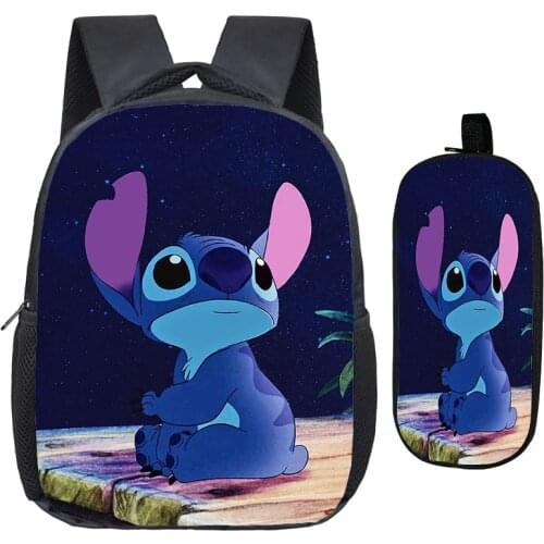 Beautiful Stitch Backpack Colourful Pattern Laptop Backpack Beautiful Children Boys Girls Casual School Bag + Fashion Pen Bag