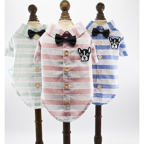 Summer Pet Dog Clothes For Small Dogs Fashion Puppy T-shirt Shirts Cotton Pet Clothes With Bow Tie Pug French Bulldog Clothing
