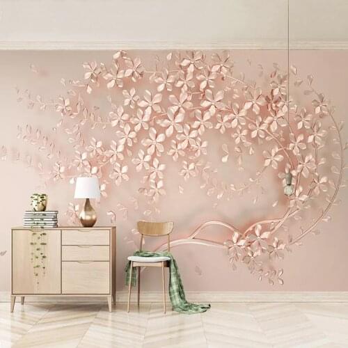 Custom Mural Wallpaper Luxury Rose Gold Flowers 3D European Style Dining Room Living Room Bedroom Bedside Wall Decor Painting