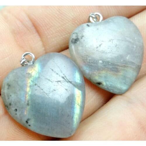 Natural stone Quartz Crystal Turquoises aventurine tiger eye Heart pendant for diy Jewelry making necklace Accessories50pcs