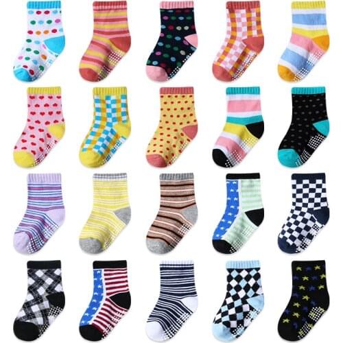 10 Pairs Lot Children Trampoline Anti-slip Socks With Print Kid Girl Boy Toddlers Cotton Funny Cute Kawaii Sock Baby Accessories