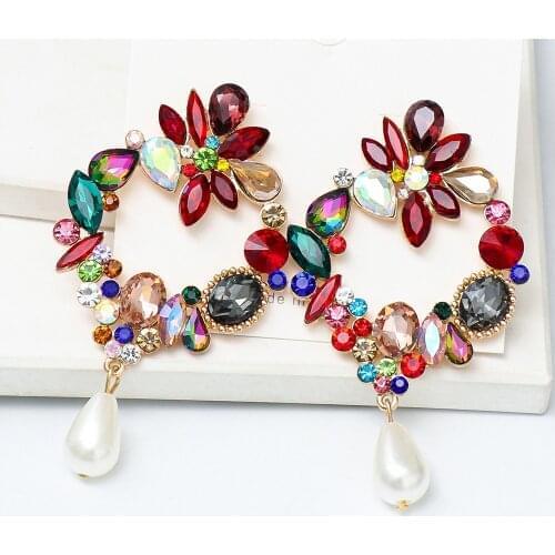 New Colorful Rhinestone Love Hollow Earrings Crystal Drop Earring Luxury Earing for Women Jewelry Accessories Gift Wholesale