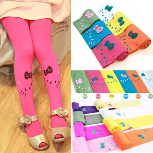 3-8 Year Children Girls Skinny Leggings Long Pants Cartoon Cat Printed Kids Spring Autumn Comfortable velvet Elastic Trousers