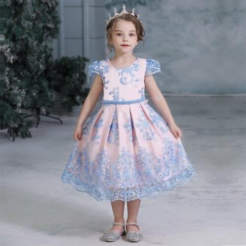 Girl Dress Bow Princess Flower Kids Baby Tutu Lace Dresses Party Birthday Gown