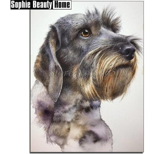 Full Square/Round Drill 5D DIY Diamond Painting Long-haired Dog Diamond Embroidery Cross Stitch Animal Mosaic Wall Decor 18C011