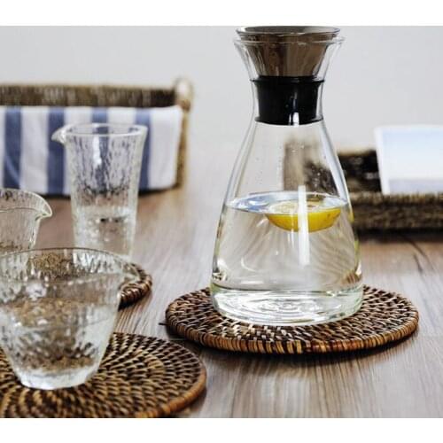 Simple Zakka Style Water Bottle Juice Kettle Heat-resistant Explosion-proof Glass High Quality Teapots Handmade Blown 1000ML