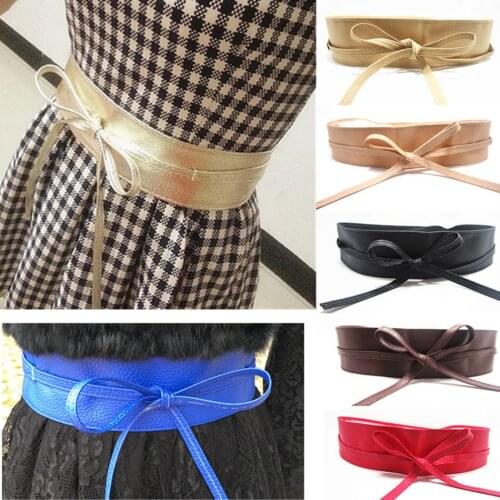 PU Leather Cummerbunds Waist Belt Simple Bowknot Wide Belt Corset Belt Waist Cinch Belt for Women Girls Dress Decorate