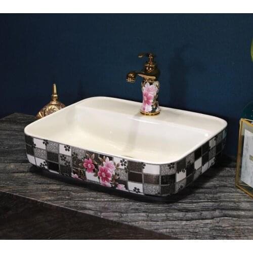 Bathroom vanity bathroom sink bowl countertop rectangular Ceramic wash basin bathroom sink
