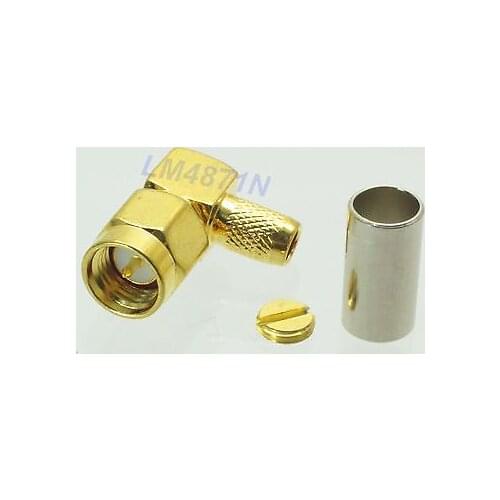 SMA male plug 10pcs Connector crimp 90 RG58 RG142 LMR195 cable right angle