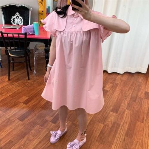 Korea wind back big bow knot pink dress
