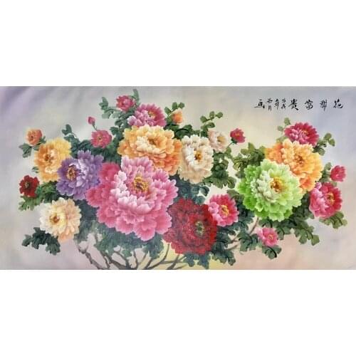 Hand Painted High Quality Oil Painting on Canvas Realist Peony Flower Canvas Painting Wall Art Picture Painting for Home Decor