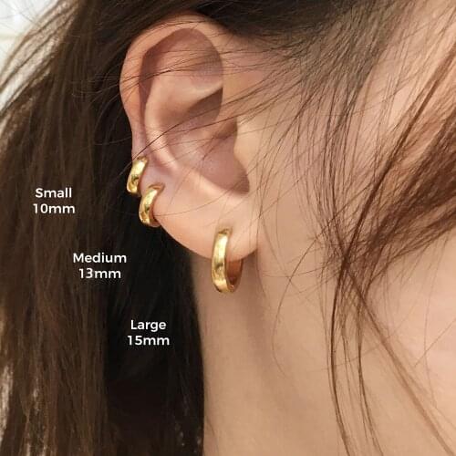 10/13/15mm Tiny Ear Buckle Round Circle Huggie Hoop Earrings For Women Trendy Gold Cartilage Earrings Fashion Jewelry Wholesale