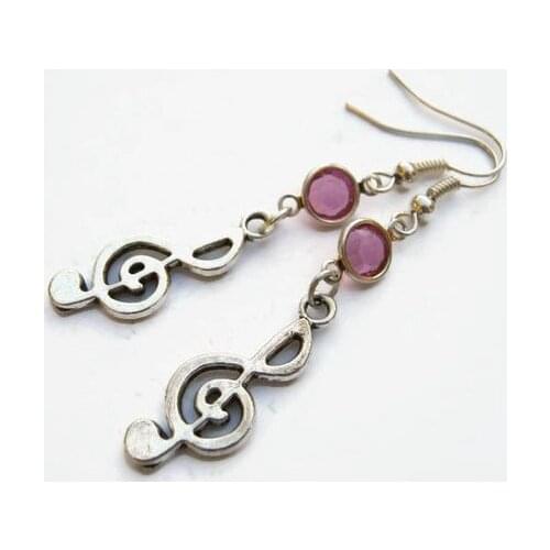 Treble clef birthstone earrings, personalized music notes earrings, musician earrings, music accessories, music lovers jewelry