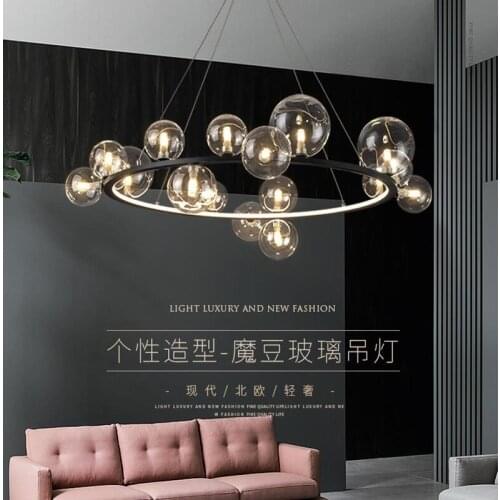 Nordic LED Chandeliers Transparent Glass Bubbles Parlor Restaurant Lights Modern Art Decoration Lighting Fixtures G9 110-220V