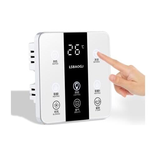 Touch Screen Timing Switch 86 Type Wall Bath Heater Switch Integrate Suspended Ceiling Remote Control Shower Room Key