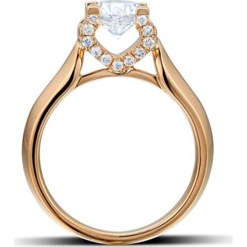 TRACYSWING Real AAA Zirconia Ring Rose gold Color Micro Inlays Simple Heart Rings for Women Anti Allergies anillos mujer 97559r