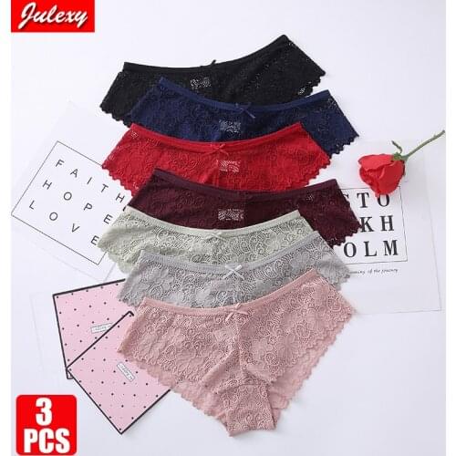 3 Pcs New Panties for Woman Underwear Sexy Lace Breathable Soft Lingerie Female Briefs Panty Sexy Transparent Womens Underpants
