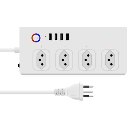 Universal Tuya Control USB C Charger Extension Wall Socket Outlet Brazil Plug Surge Protector Home Wifi Smart Power Strip 4USB