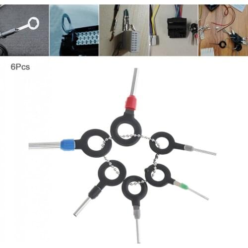 6PCS Universal Stainless Steel+ PVC Car Harness Wiring Crimp Connector Plug Terminal Removal Tool Kit Accessories