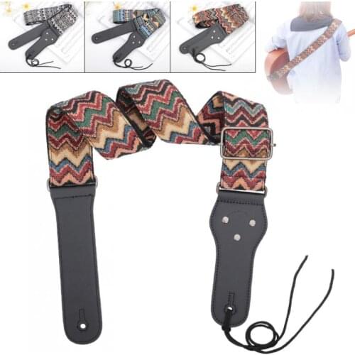 Vintage Flowers Stripes Bohemia Style Guitar Strap with Woven Embroidery Fabrics for Guitar Bass Folk 3 Colors Optional