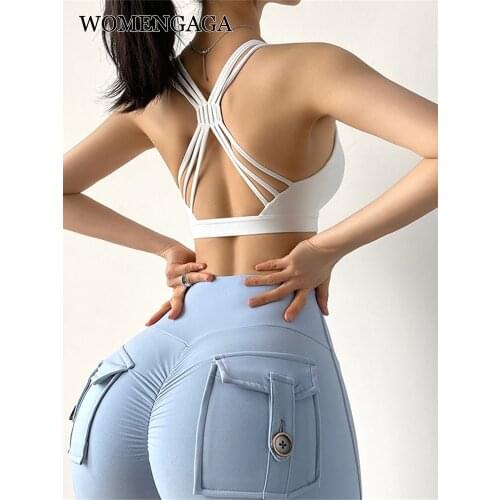 WOMENGAGA Girl Cross Thin Shoulder Sports Tops Tank Workout Hot Sexy Women Top Backless Streetwear Gothic Woman Clothes HJ8I