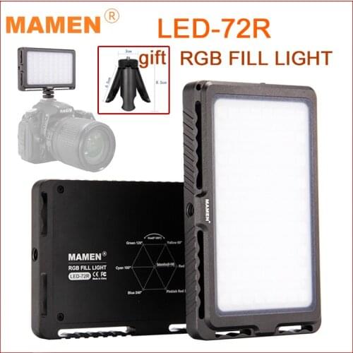 MAMEN RGB FILL Light LED 72R 4000mAh Portable Dimmable 72 Leds Display Screen Video Light On Camera Studio Photography Lighting