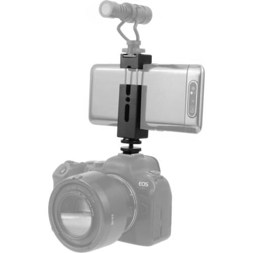 Mobile Clip For Max 84mm Width Phones Flash Bracket with Cold Shoe Mount 1/4" 3/8" Screw SLR Tripod Holder for Redmi for Nokia