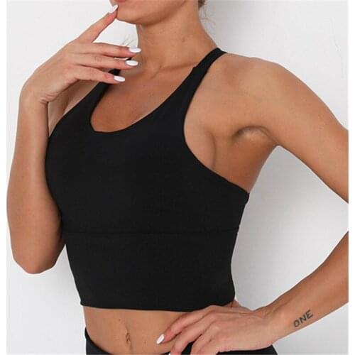 Women Sports Bra Yoga Sportswear Gym Female Underwear Running Push Up Lingerie Crop Top Elastic Summer Ribbed Tight Fitness